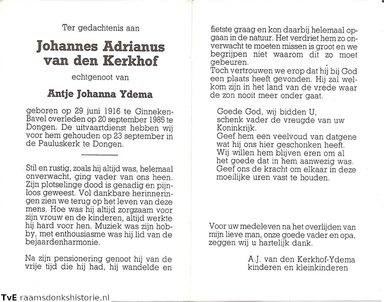 Johannes Adrianus van den Kerkhof- Antje Johanna Ydema